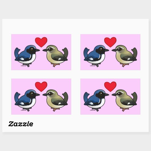 Zwart-keel blauwe liefde rechthoekige sticker (Vel)