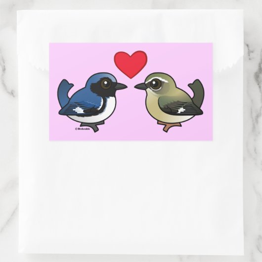 Zwart-keel blauwe liefde rechthoekige sticker (Tas)