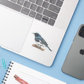 Zwart-keel Blue Warbler Sticker (Laptop met iPhone)
