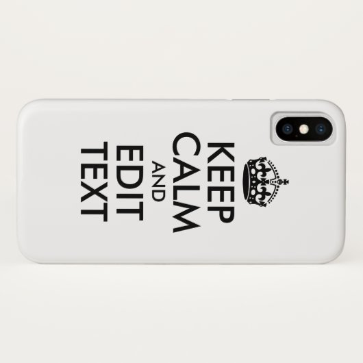 Zwart Keep Calm en Jouw tekst Case-Mate iPhone Case (Achterkant (horizontaal))
