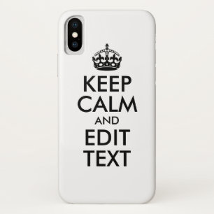 Zwart Keep Calm en Jouw tekst Case-Mate iPhone Case