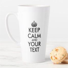 Zwart Keep Calm en Jouw tekst Latte Mok