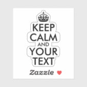 Zwart Keep Calm en Jouw tekst Sticker (Vel)