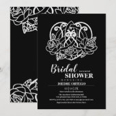 Zwart Keltisch Hart Knoop Bloemen Vrijgezellenfees Kaart (Voorkant / Achterkant)