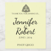 Zwart Keltisch Knot Wine Label Wijn Etiket (Enkel label)