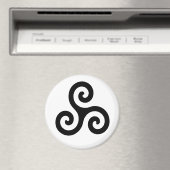 Zwart Keltisch Triple Spiraal Triskele op Wit Magneet (Insitu (Vaatwasser))