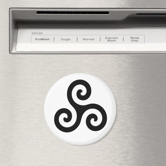 Zwart Keltisch Triple Spiraal Triskele op Wit Magneet (Insitu (Vaatwasser))