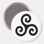 Zwart Keltisch Triple Spiraal Triskele op Wit Magneet (Voorkant / Achterkant)