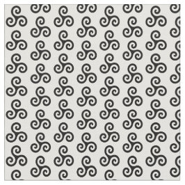 Zwart Keltisch Triple Spiraal Triskele op Wit Stof