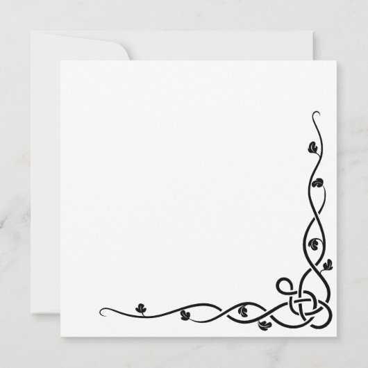 Zwart Keltische Knoop Hoek Vine Bruiloft Uitnodigi Kaart (Achterkant)