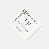 Zwart Keltische Knoop Hoek Vine Monogram Bruiloft Servet (Hoek)