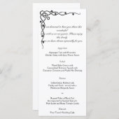 Zwart Keltische Knoop Hoek Wijnstok Bruiloft Menu (Voorkant / Achterkant)