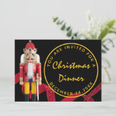 Zwart Kerst Eves Dinner Goud  Notenkraker Kaart (Staand voorkant)