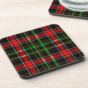 Zwart Kerst Flanel Plaid Schotse Ruit Ontwerp Bier Onderzetter