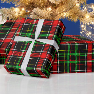 Zwart Kerst Flanel Plaid Tartan Design Cadeaupapier