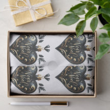Zwart kerst hartvormige ornament cadeau tissuepapi