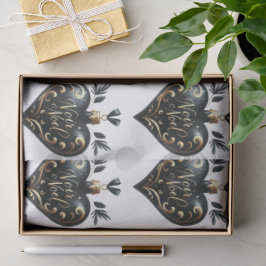 Zwart kerst hartvormige ornament cadeau tissuepapi tissuepapier