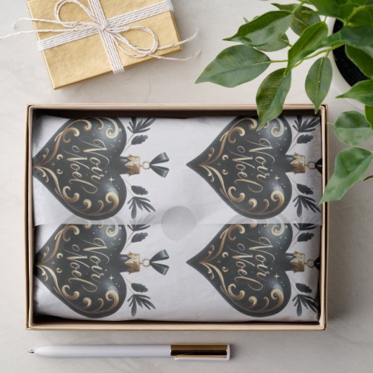 Zwart kerst hartvormige ornament cadeau tissuepapi tissuepapier (Geschenk)