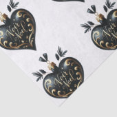 Zwart kerst hartvormige ornament cadeau tissuepapi tissuepapier (Detail)