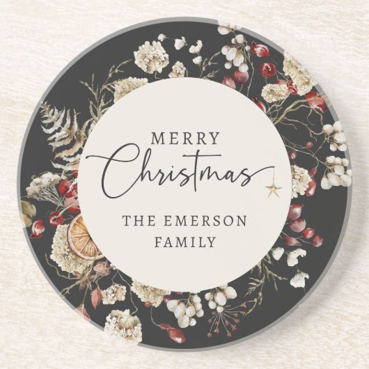 Zwart Kerst Onderzetter (Voorkant)