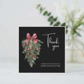 Zwart Kerst Rood Groen Winter Feestelijke bruiloft Bedankkaart (Staand voorkant)