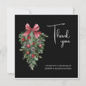 Zwart Kerst Rood Groen Winter Feestelijke bruiloft Bedankkaart (Voorkant)