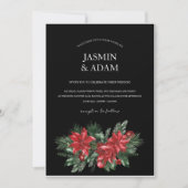 Zwart Kerst Rood Groen Winter Feestelijke bruiloft Kaart (Voorkant)