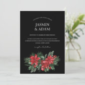 Zwart Kerst Rood Groen Winter Feestelijke bruiloft Kaart (Staand voorkant)