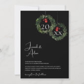 Zwart Kerst Rood Groen Winter Feestelijke bruiloft Kaart (Voorkant)