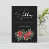 Zwart Kerst Rood Groen Winter Feestelijke bruiloft Kaart (Staand voorkant)