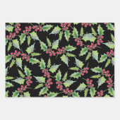 Zwart Kerst Wrapping Papier Unieke Waterverf Inpakpapier Vel (Voorkant)