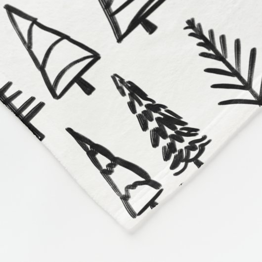 Zwart | Kerstbomen Pattern Girly Chic Fleece Deken (Hoek)