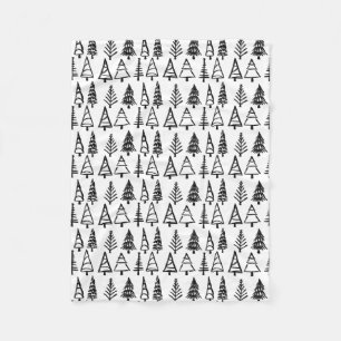 Zwart   Kerstbomen Pattern Girly Chic Fleece Deken