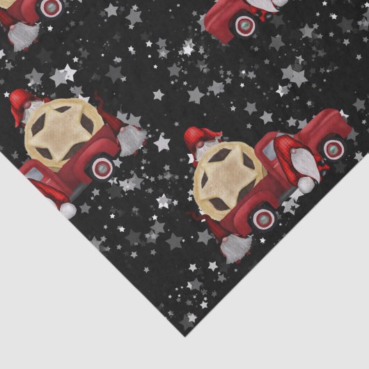 Zwart kerstkoepel met rode vrachtwagen tissuepapier (Detail)