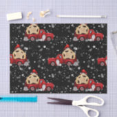 Zwart kerstkoepel met rode vrachtwagen tissuepapier (Craft)