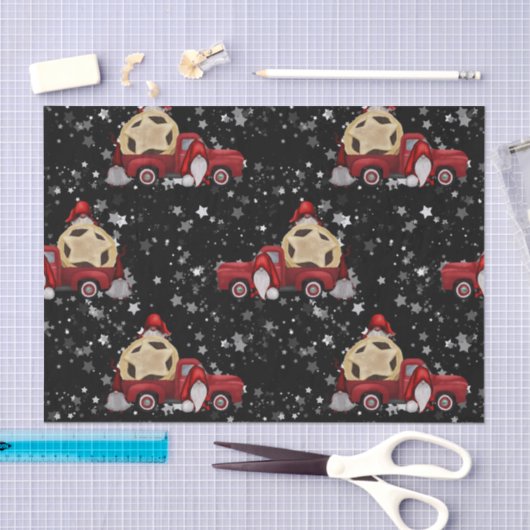 Zwart kerstkoepel met rode vrachtwagen tissuepapier (Craft)