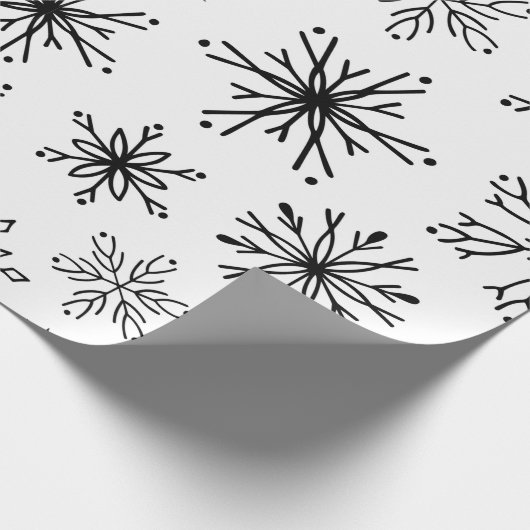 Zwart kerstkunstpatroonpapier cadeaupapier (Hoek)