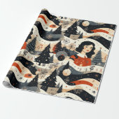 Zwart Kerstmis Cadeaupapier (Uitgerold)