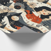 Zwart Kerstmis Cadeaupapier (Hoek)