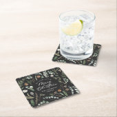 Zwart Kerstmis minimale elegante botanische Kartonnen Onderzetters (Insitu)