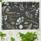 zwart Kerstmis minimale elegante botanische Theedoek (Gevouwen)