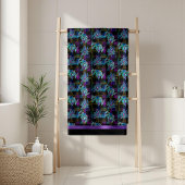 Zwart Kerstmis Poinsettia Ornament Pattern Badhanddoek