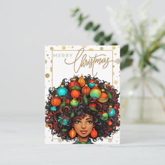 Zwart Kerstmis Sista Melanine Koningin Vrouwen Ker Briefkaart (Staand voorkant)