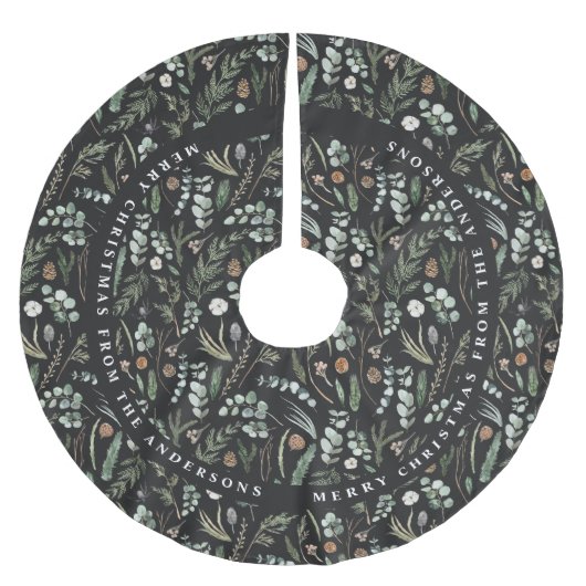 Zwart kerstmodern, minimaal botanisch geschenk kerstboom rok (Voorkant)