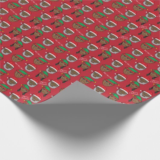 Zwart kerstpapier cadeaupapier (Hoek)