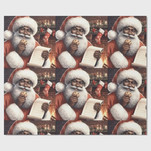 Zwart kerstpapier cadeaupapier (Vlak)