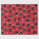 Zwart kerstpapier, rood ompakken cadeaupapier (Vlak)