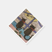 Zwart kerstpapier servet (Hoek)