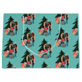 Zwart kerstpapier voor eerste kerstmis groot cadeauzakje (Voorkant)