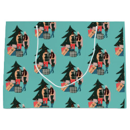 Zwart kerstpapier voor eerste kerstmis groot cadeauzakje